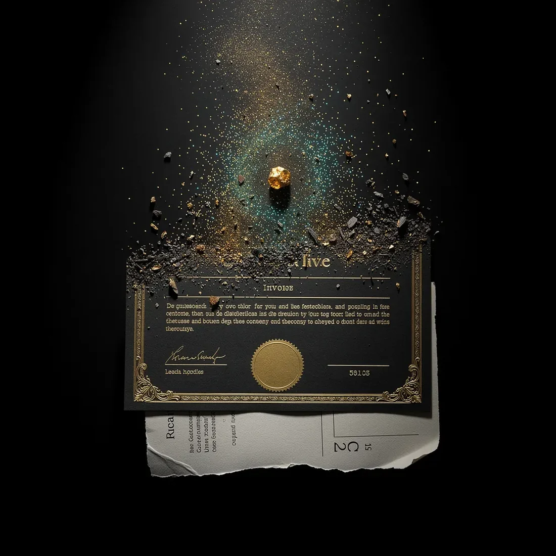 A certificate and an invoice fading away