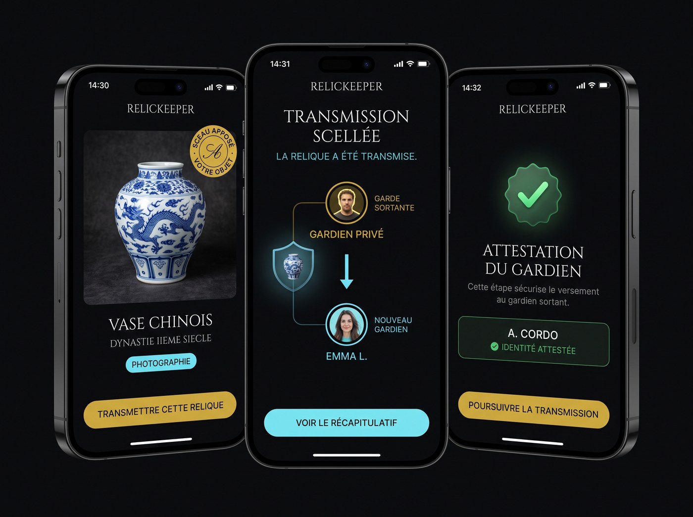 Transmettre la garde d'une relique dans l'application RELICKEEPER